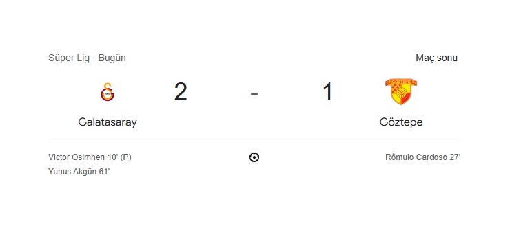 Galatasaray 2 Göztepe 1 Maç Sonucu 4 Ocak 2025