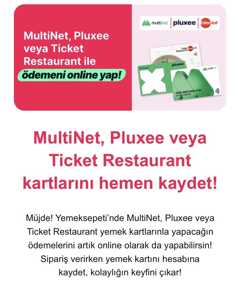Yemek kartları ile online ödeme başladı!