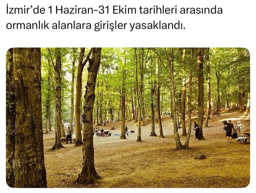 İZMİR’DE 1 HAZİRAN-31EKİM TARİHLERİ ARASINDA ORMANLIK ALANLARA GİRİŞLER YASAKLANDI!