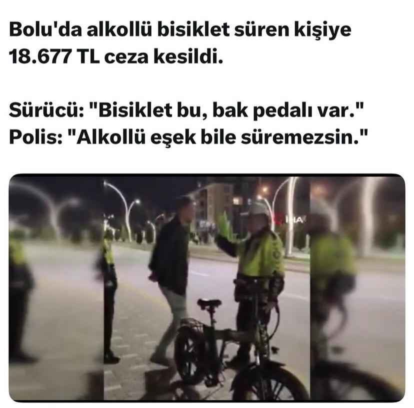 ALKOLLÜ BİSİKLET SÜRÜCÜSÜNE CEZA!
