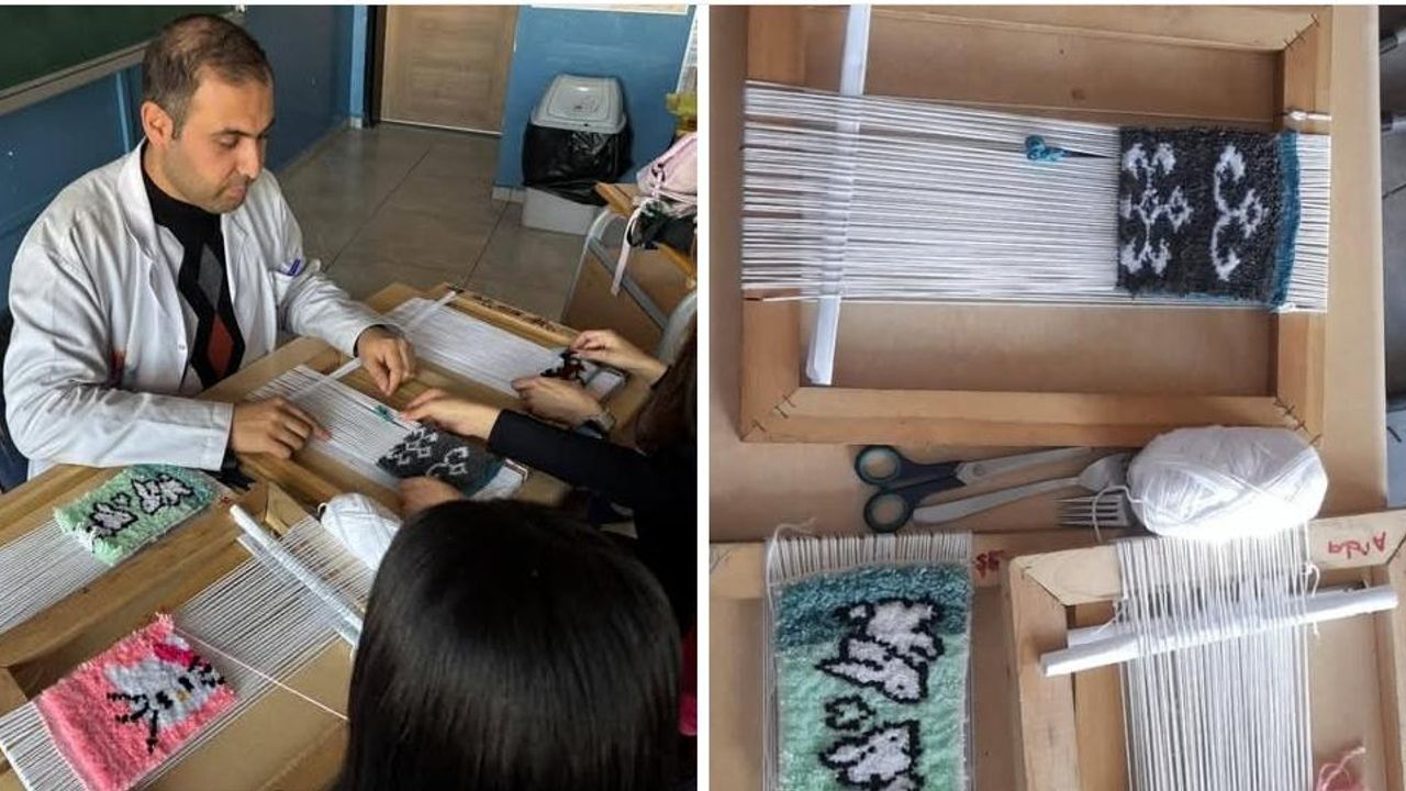 Kars 15 Temmuz Şehitler Anadolu Lisesinde halı dokuma sanatı yeniden canlanıyor