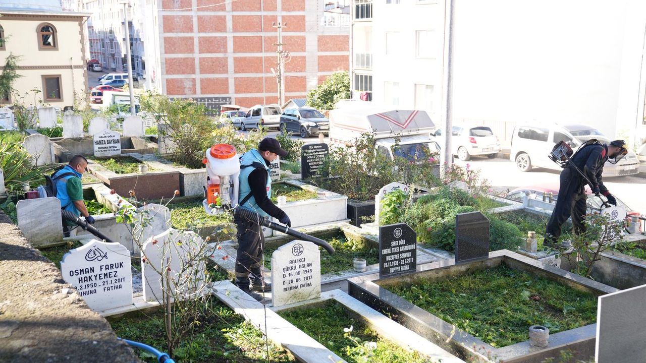 Giresun Belediyesi Mezarlıklar Müdürlüğü tarafından genel temizlik yapıldı