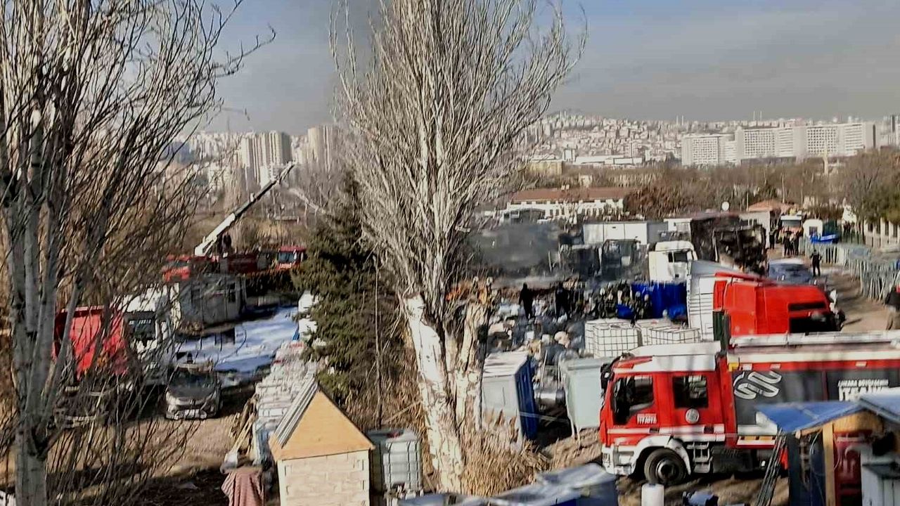 ra Emniyet Yenimahalle yediemin otoparkında yangın çıktı