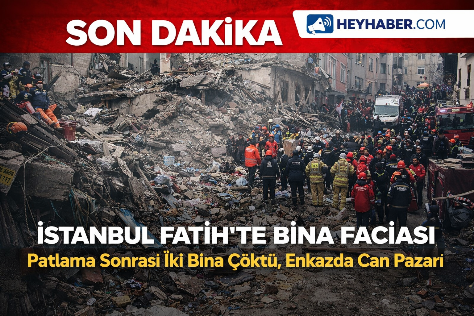 İstanbul Fatih’te Bina Faciası: Patlama Sonrası İki Bina Çöktü, Enkazda Can Pazarı