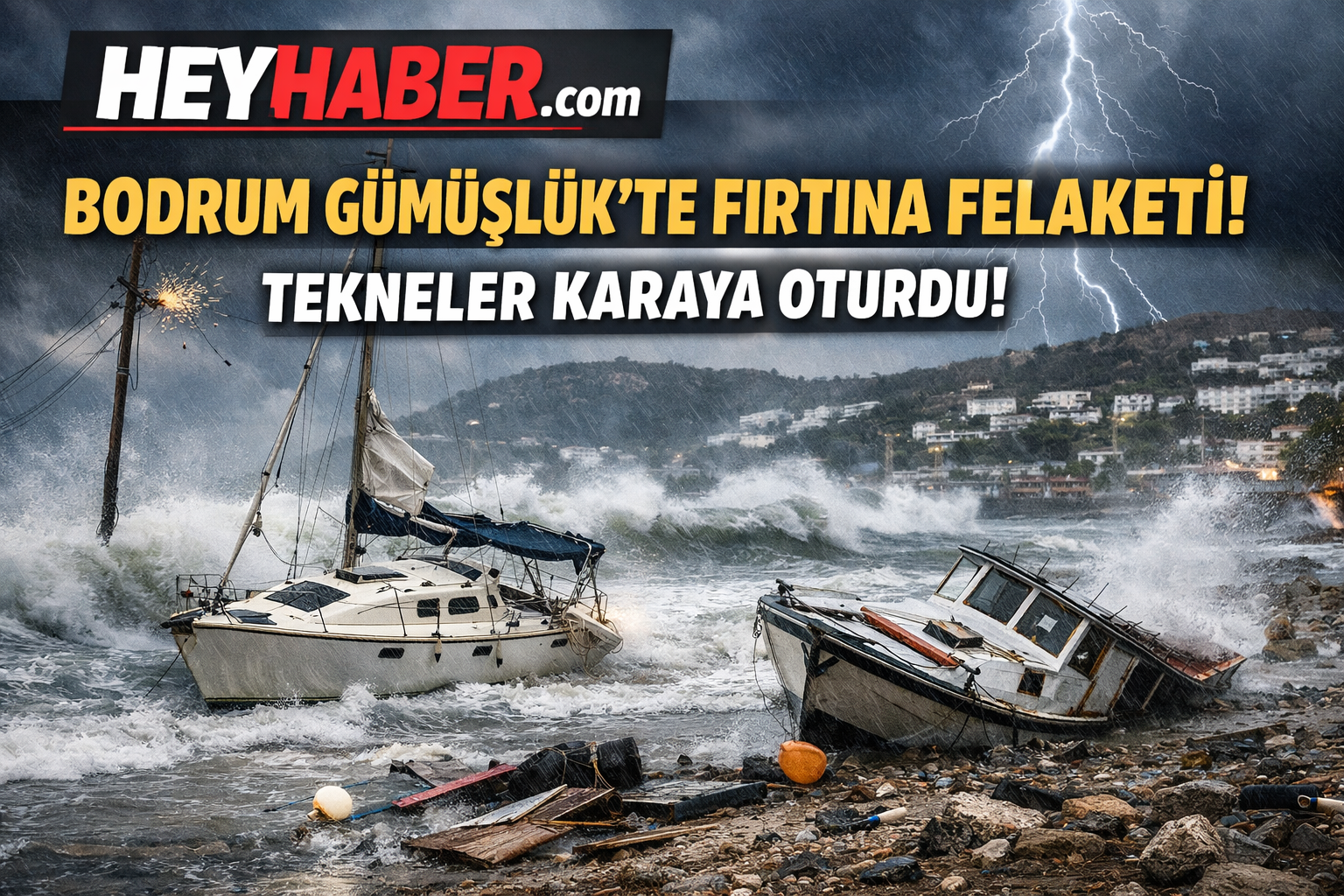 2 Nisan 2026: Bodrum Gümüşlük’te Fırtına Felaketi! Demirli Tekneler Karaya Sürüklendi