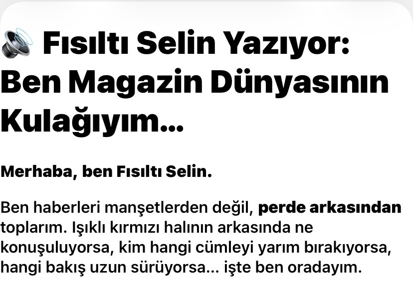Fısıltı Selin Yazıyor: Magazin Dünyasında Sessiz Fırtına
