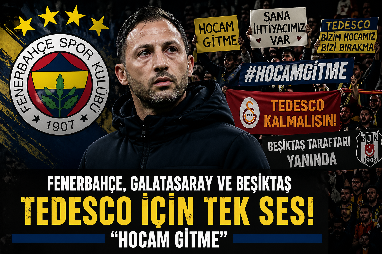 Tedesco İçin Büyük Destek: Fenerbahçe, Galatasaray ve Beşiktaş Taraftarları Tek Ses “Hocam Gitme”