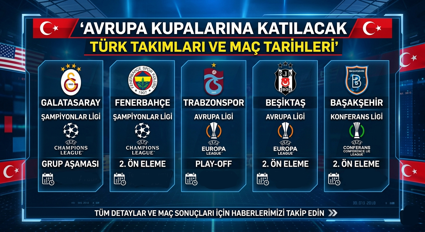Avrupa Kupalarına Katılacak Türk Takımları ve Maç Tarihleri