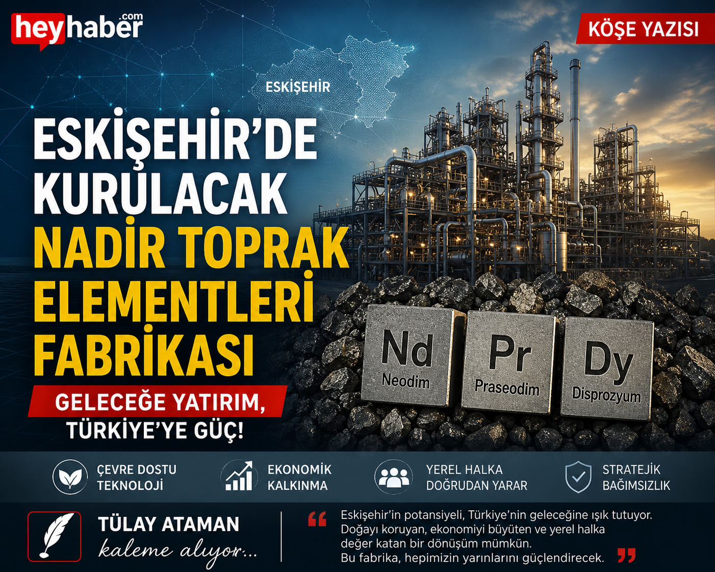 Nadir Toprak Elementleri Fabrikası Eskişehir’de Açılıyor!
