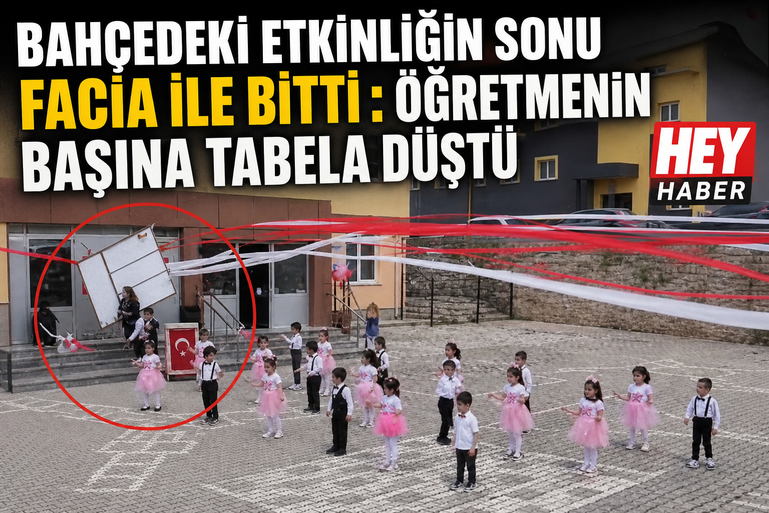 BAHÇEDEKİ ETKİNLİĞİN SONU FACİA İLE BİTTİ : ÖĞRETMENİN BAŞINA TABELA DÜŞTÜ