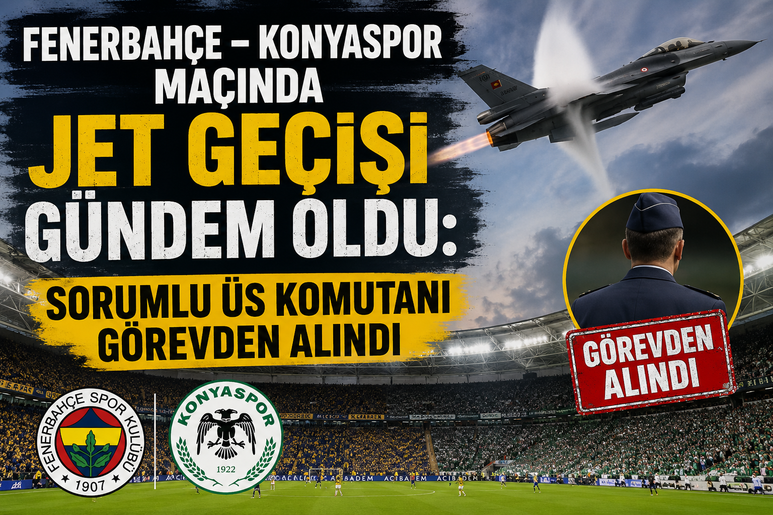 Fenerbahçe – Konyaspor Maçında Jet Geçişi Gündem Oldu: Sorumlu Üs Komutanı Görevden Alındı
