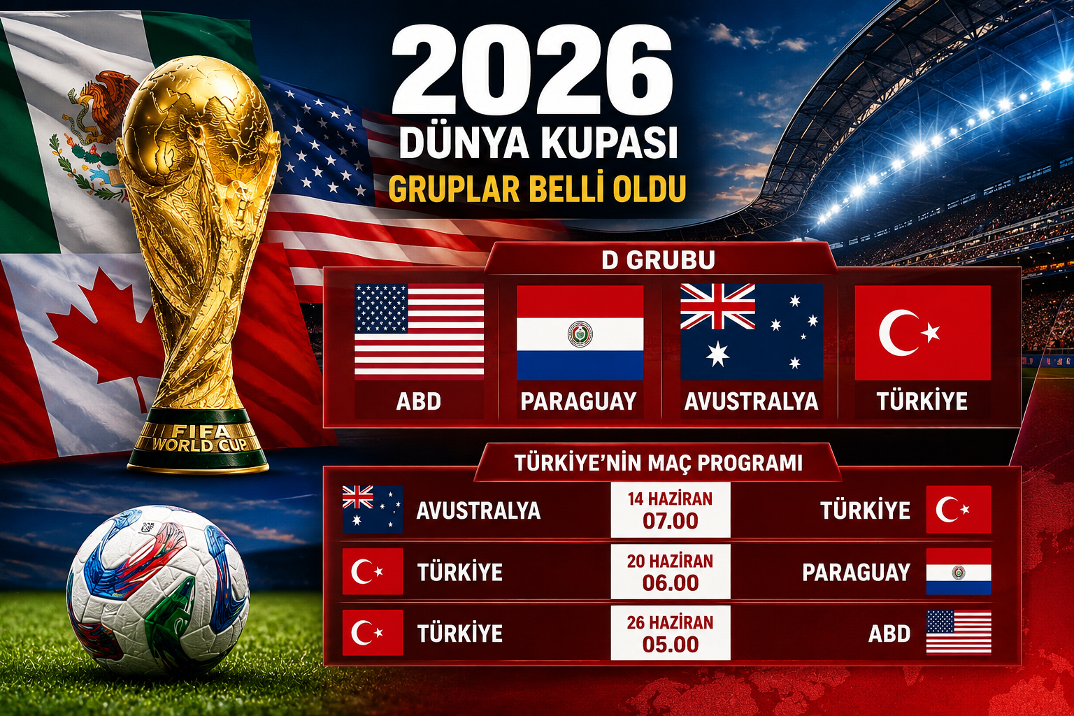 Rakipler Açıklandı! Türkiye Dünya Kupası’nda Kiminle Karşılaşacak?